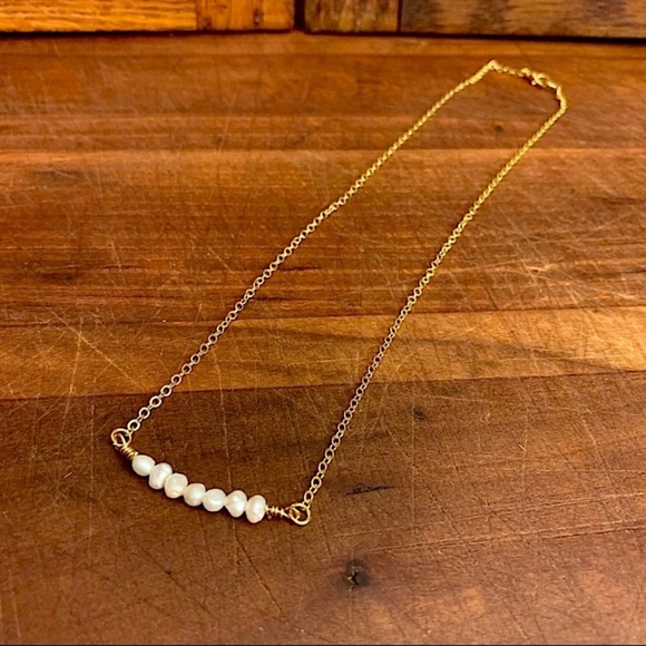 Natural Freshwater Pearls Gold Chain Necklace - Picture 3 of 3